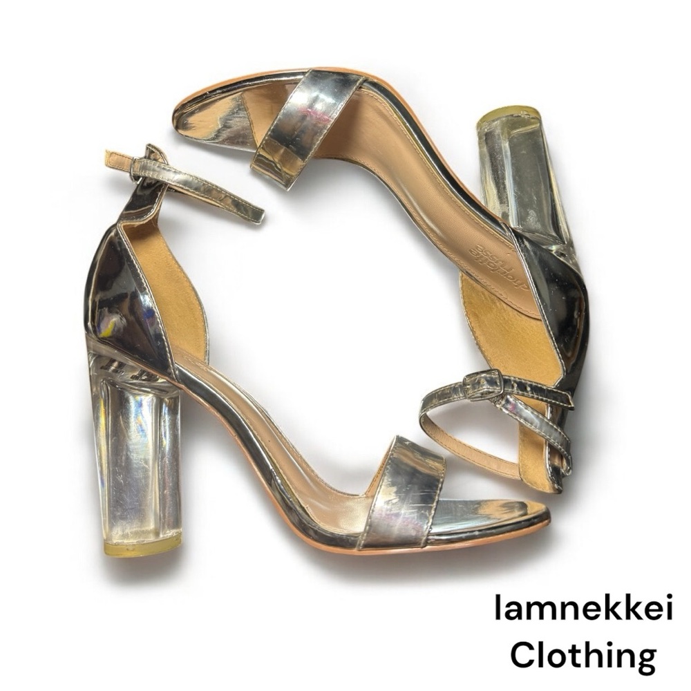 Charlotte Russe Elegant Silver Heels with Ankle Strap (10)